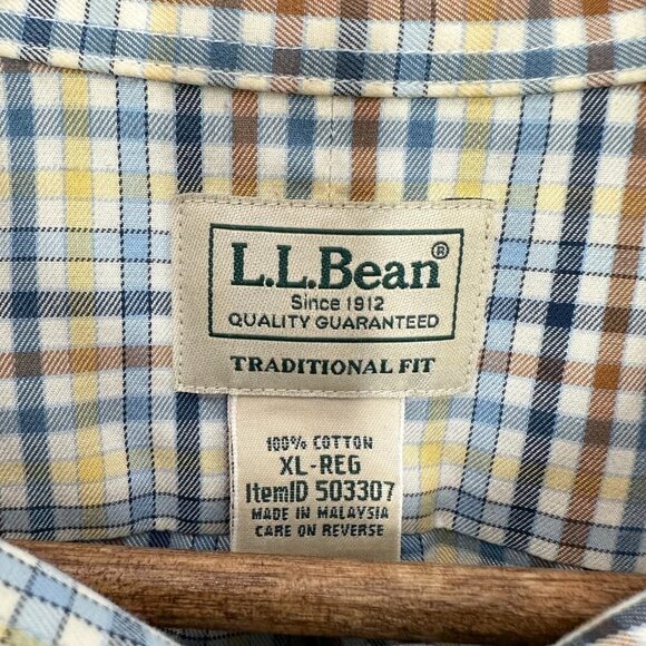 L.L. Bean Men's Size XL Plaid Button Down Dress Shirt Business Casual Outdoorsy - Picture 8 of 8